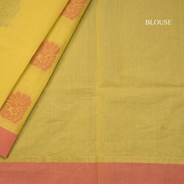 Negamam Cotton Mustard Yellow Embossed Saree