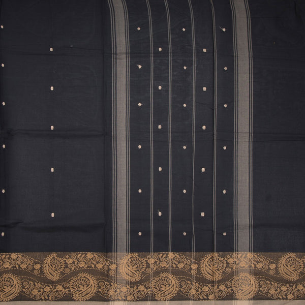 Negamam Cotton Black Thread Embroidered With Small Buttas Saree