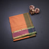 Poly Cotton Light Orange Plain Saree With Rettapet Border