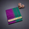 Poly Cotton Purple Plain Saree With Temple Design Border