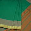 Poly Cotton Green Plain Saree With Zari Border
