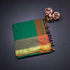 Poly Cotton Green Plain Saree With Zari Border