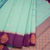 Silk Cotton Light Blue Zari Worked Saree 06