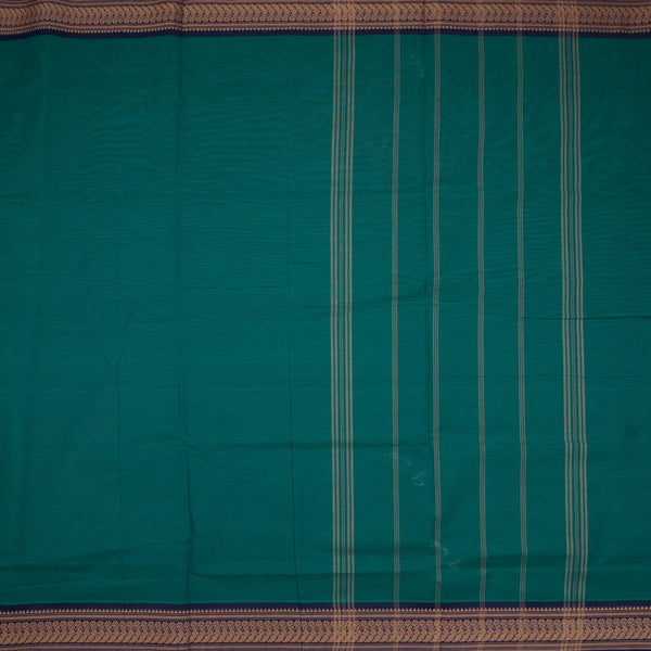 10 Yards Peacock Green Sungudi Cotton Plain Saree Without Blouse