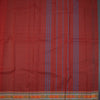 Chettinad Cotton Brick Red Saree With Thread Border Without Blouse