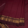 Chettinad Cotton Maroon Saree With Temple Border Without Blouse