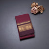 Chettinad Cotton Maroon Saree With Temple Border Without Blouse