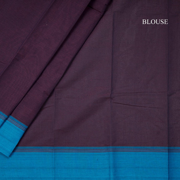 Kanchi Cotton Dark Brown Thread Embossed Saree