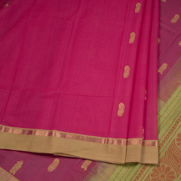 Kanchi Cotton Hot Pink Thread Embossed Saree