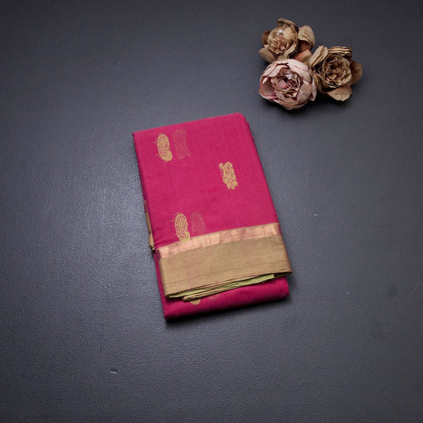 Kanchi Cotton Hot Pink Thread Embossed Saree