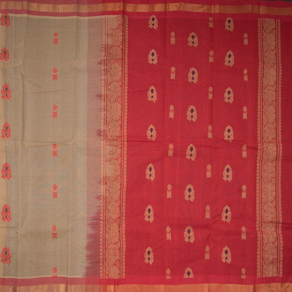 Kanchi Cotton Sandal Thread Embossed Saree