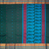 Kanchi Cotton Dark Green Saree With Thread Buttas And Zari Border