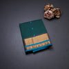 Kanchi Cotton Dark Green Saree With Thread Buttas And Zari Border