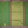 Kanchi Cotton Parrot Green Saree With Zari Buttas And Zari Border