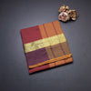 Poly Cotton Maroon Plain Saree With Floral Zari Border