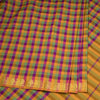 Poly Cotton Multi Colour Checked Saree With Mango Zari Border