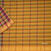Poly Cotton Multi Colour Checked Saree With Mango Zari Border