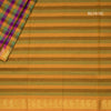 Poly Cotton Multi Colour Checked Saree With Mango Zari Border