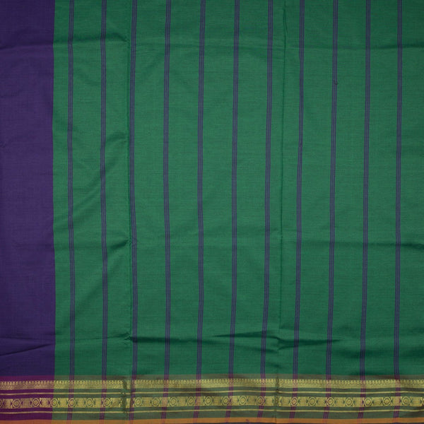 Poly Cotton Dark Purple Plain Saree With Zari Border