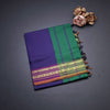 Poly Cotton Dark Purple Plain Saree With Zari Border