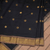 Poly Cotton Black Saree With Temple Zari Border
