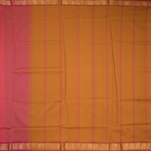 Poly Cotton Shot Colour Plain Saree With Peacock Zari Border