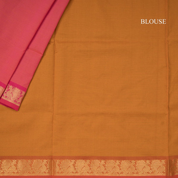 Poly Cotton Shot Colour Plain Saree With Peacock Zari Border