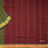 Poly Cotton Olive Green Saree With Temple Zari Border