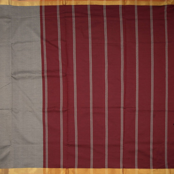 Poly Cotton Grey Saree With Zari Border