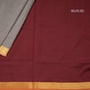 Poly Cotton Grey Saree With Zari Border