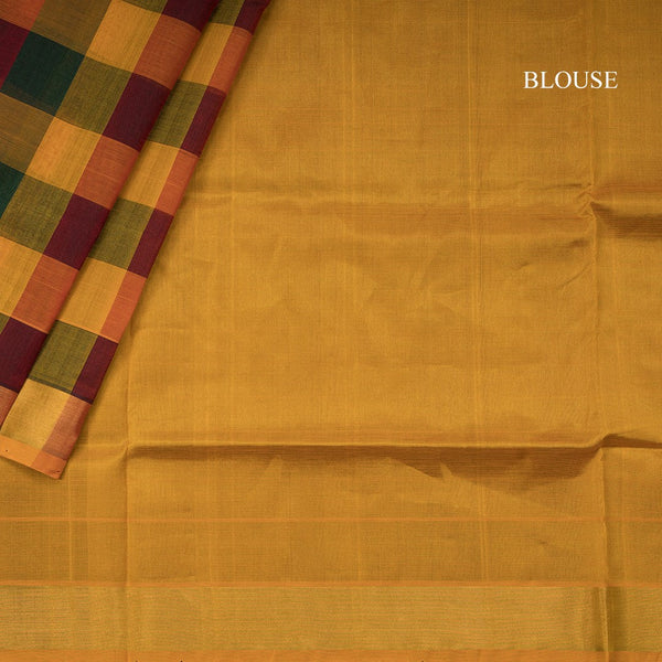 Amirthavarshni Silk Cotton Multi Colour Checked Saree 06