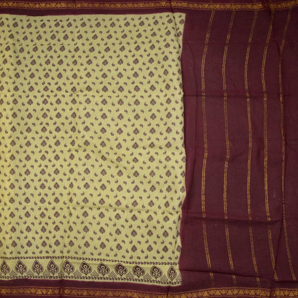 Sungudi Cotton Lime Green Printed Saree Without Blouse 03