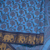 Sungudi Cotton Azure Blue Floral Printed Saree Without Blouse