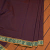 Poly Cotton Dark Purple Saree With Peacock Zari Border