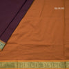 Poly Cotton Dark Purple Saree With Peacock Zari Border