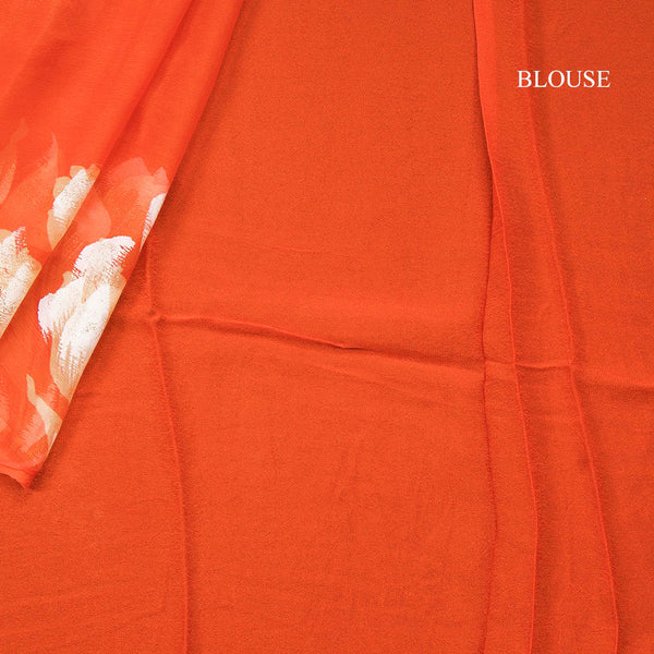 Chiffon Fanta Orange Printed Saree