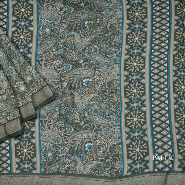 Chiffon Green Printed Saree