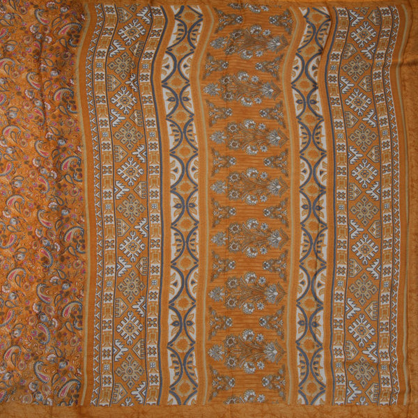 Chiffon Golden Yellow Printed Saree