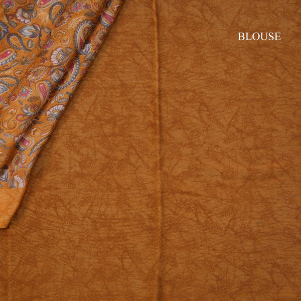 Chiffon Golden Yellow Printed Saree