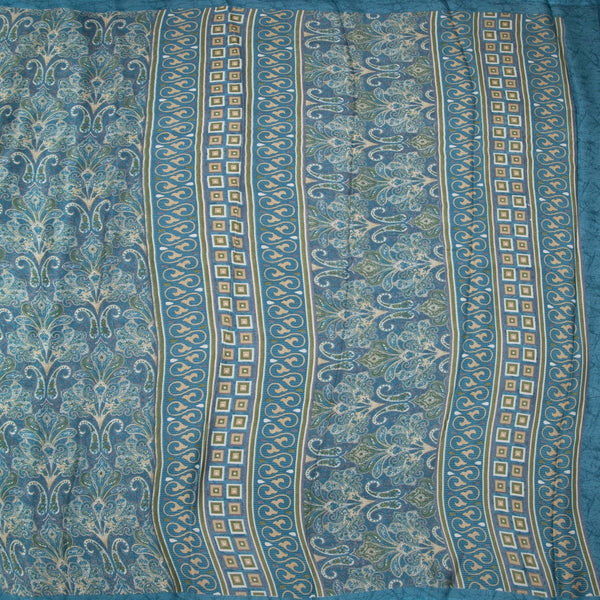 Chiffon Teal Blue Printed Saree