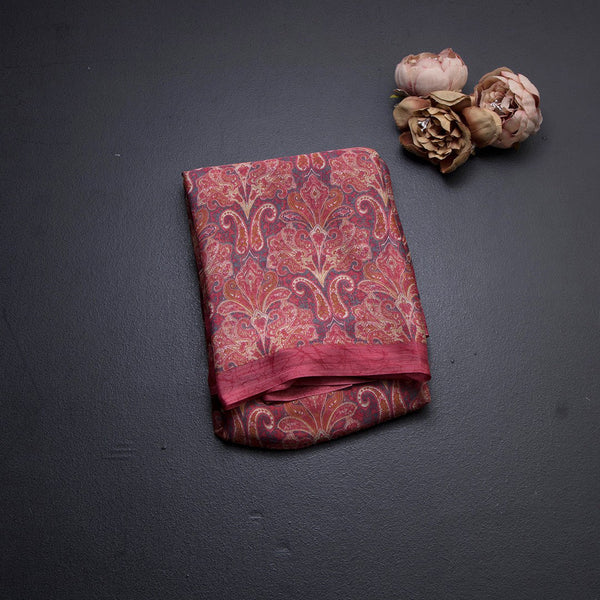 Chiffon Rose Pink Printed Saree