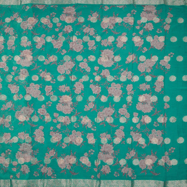 Chiffon Turquoise Blue Printed Saree