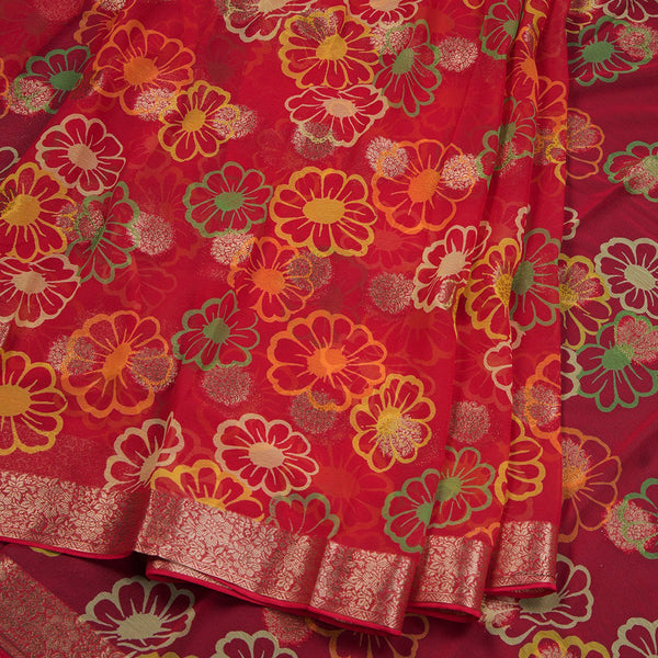 Chiffon Hot Pink Printed Saree