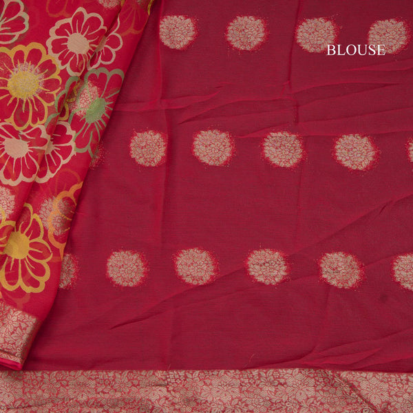 Chiffon Hot Pink Printed Saree