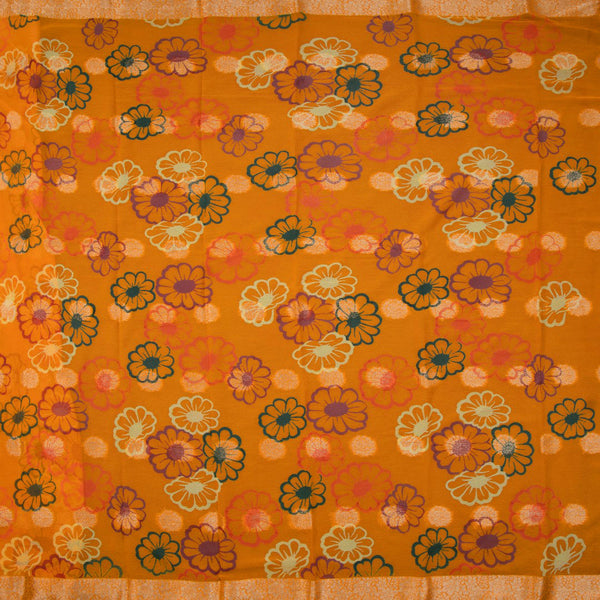 Chiffon Yellow Printed Saree 02