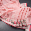 Semi Raw Silk Rose Pink Thread Embroidered Saree