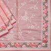 Semi Raw Silk Rose Pink Thread Embroidered Saree