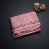 Semi Raw Silk Rose Pink Thread Embroidered Saree