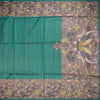 Semi Raw Silk Teal Green Printed Saree 02