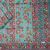 Semi Raw Silk Teal Blue Kalamkari Printed Saree
